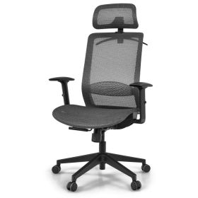 18 Inch to 22.5 Inch Height Adjustable Ergonomic High Back Mesh Office Chair Recliner Task Chair with Hanger (Color: Black)