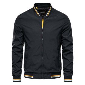 Aiopeson Solid Color Bomber Jacket Men Casual Slim Fit Baseball Mens (size: L)