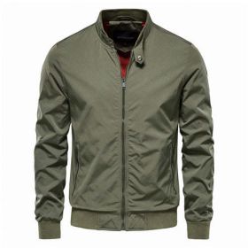 Aiopeson Solid Color Baseball Jacket Men Casual Stand Collar Bomber (size: XL)