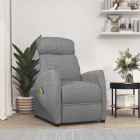 Massage Recliner Light Gray Fabric (Color: Grey)