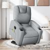 Electric Stand up Massage Recliner Chair Light Gray Fabric