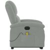 Electric Stand up Massage Recliner Chair Light Gray Velvet