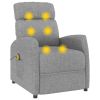 Massage Recliner Light Gray Fabric