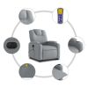 Electric Stand up Massage Recliner Chair Light Gray Fabric