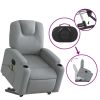 Electric Stand up Massage Recliner Chair Light Gray Fabric