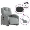 Electric Stand up Massage Recliner Chair Light Gray Fabric