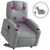 Electric Stand up Massage Recliner Chair Light Gray Fabric