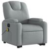 Electric Stand up Massage Recliner Chair Light Gray Fabric